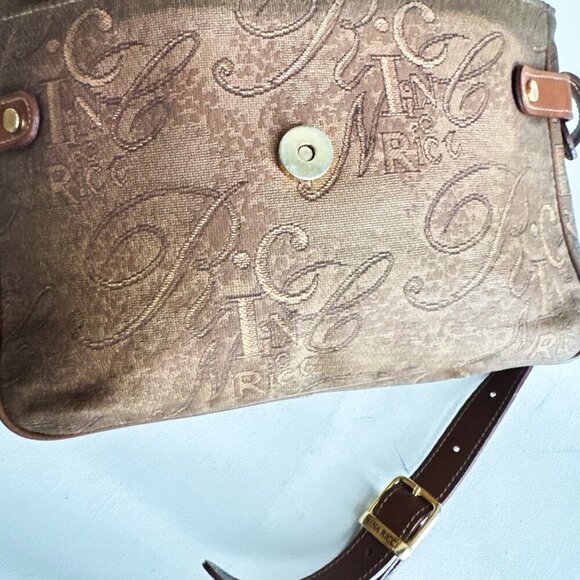 Vintage Nina Ricci Logo Spellout Coated Canvas Leather Trim Camera Bag - Picture 12 of 14